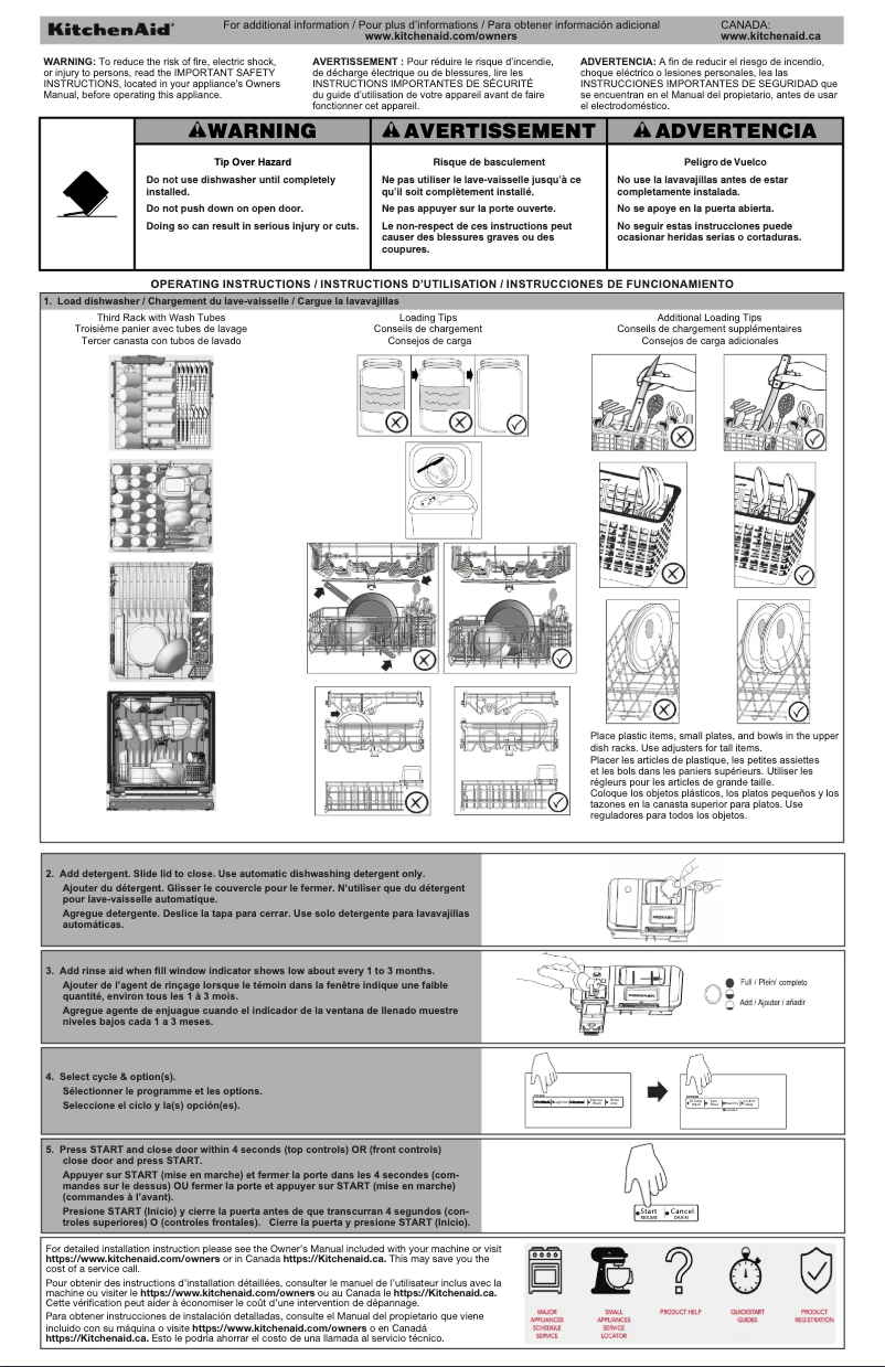 Page 1 de la notice Instructions / montage KitchenAid KDPM604KBS
