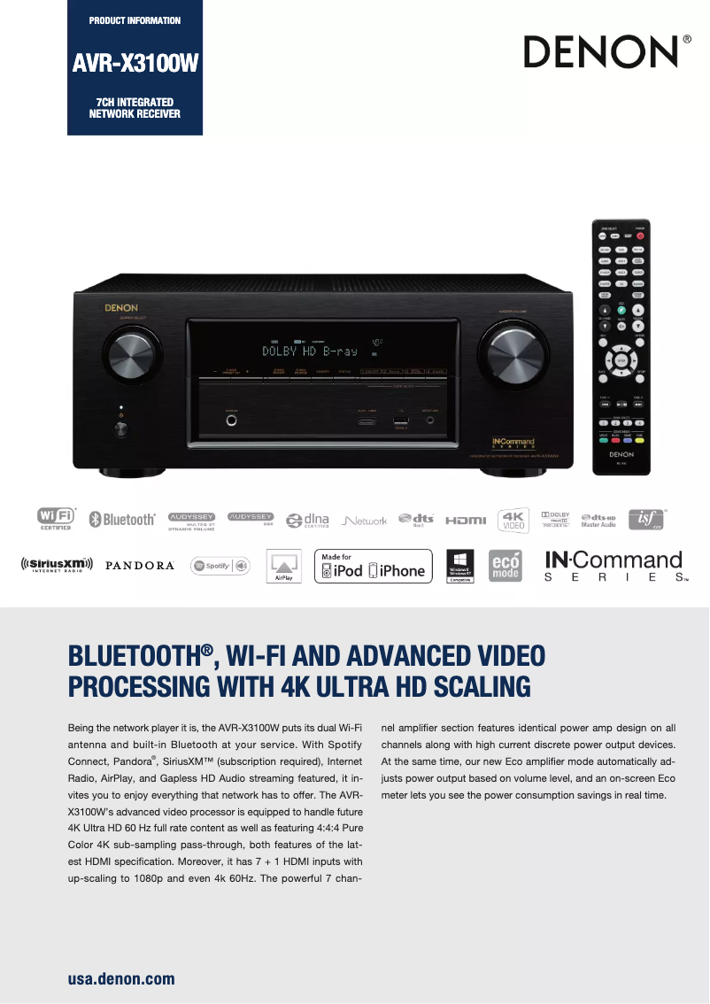 Image de la première page du manuel de l'appareil AVR-X3100W