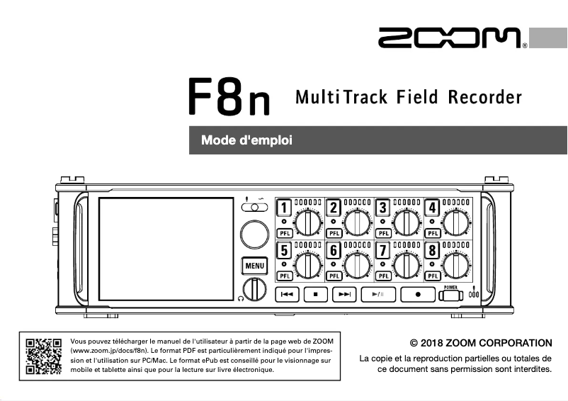 Page n°1 - Manuel utilisateur Zoom F8n