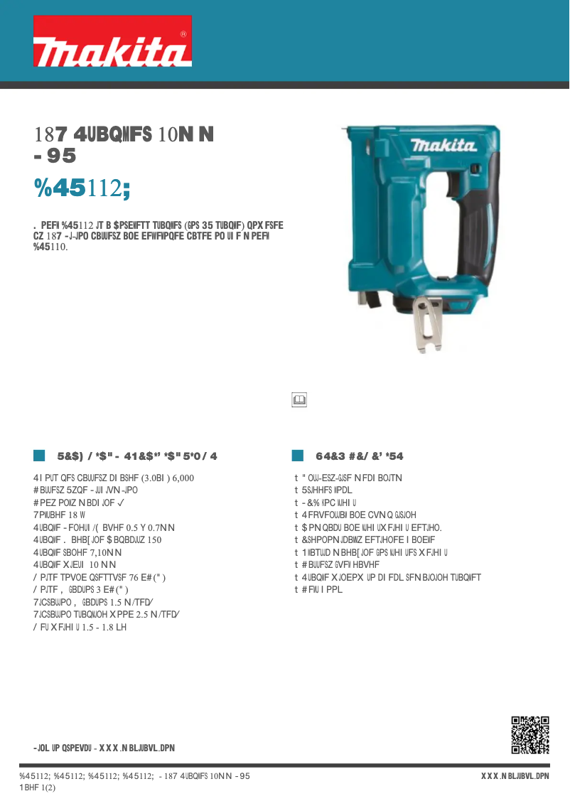 Page 1 de la notice Fiche technique Makita DST112Z