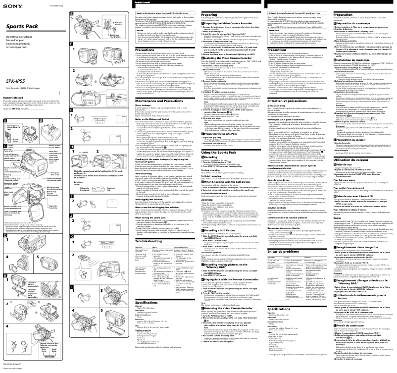 Página 1 del manual Manual de usuario Sony SPK-IP55