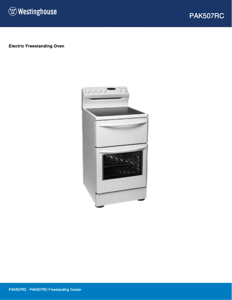 Page n°1 - Manuel utilisateur Westinghouse PAK507RC