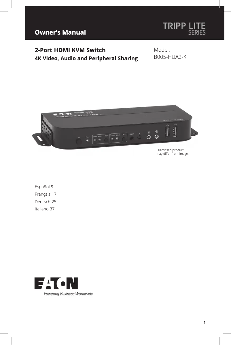 Imagen de la primera página del manual del dispositivo B005-HUA2-K