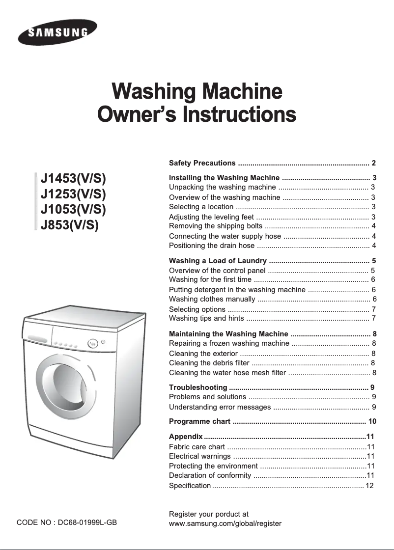 Image de la première page du manuel de l'appareil J1453