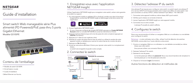 Page n°1 - Guide d'installation Netgear GS105PE