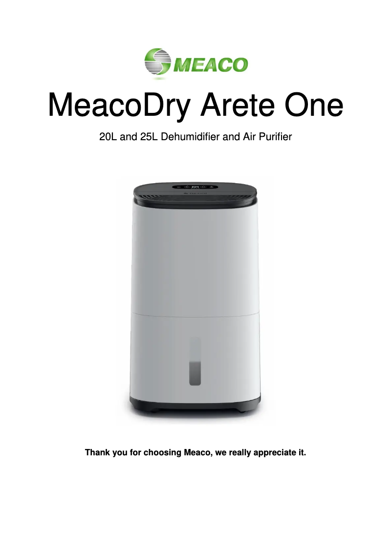 Image de la première page du manuel de l'appareil Dry Arete One 25L