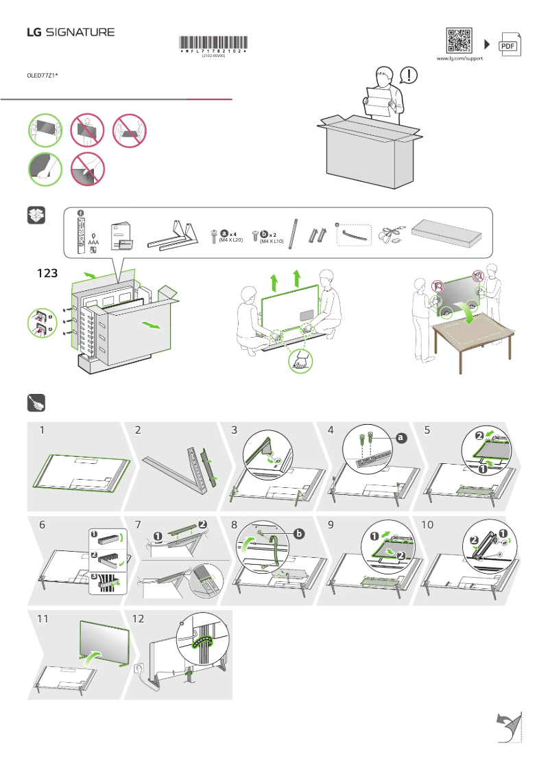 Page 1 de la notice Guide d'installation LG OLED77Z19LA