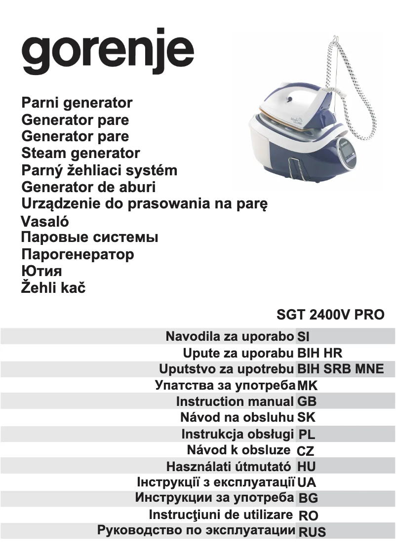 Page n°1 - Manuel utilisateur Gorenje SGT2400V PRO