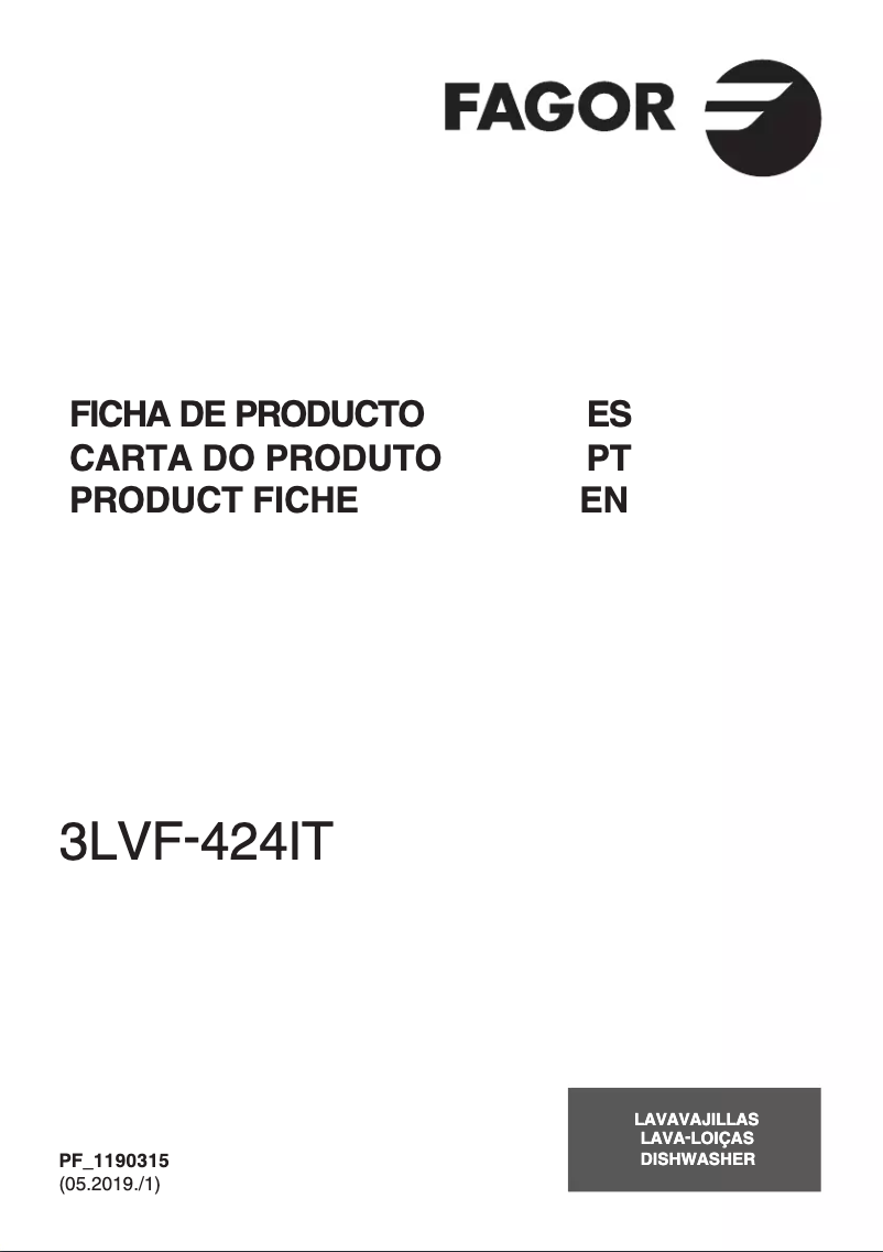 Página 1 del manual Ficha técnica Fagor 3LVF-424IT