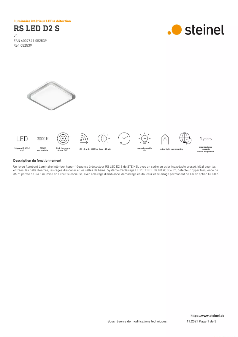 Image de la première page du manuel de l'appareil RS LED D2 S