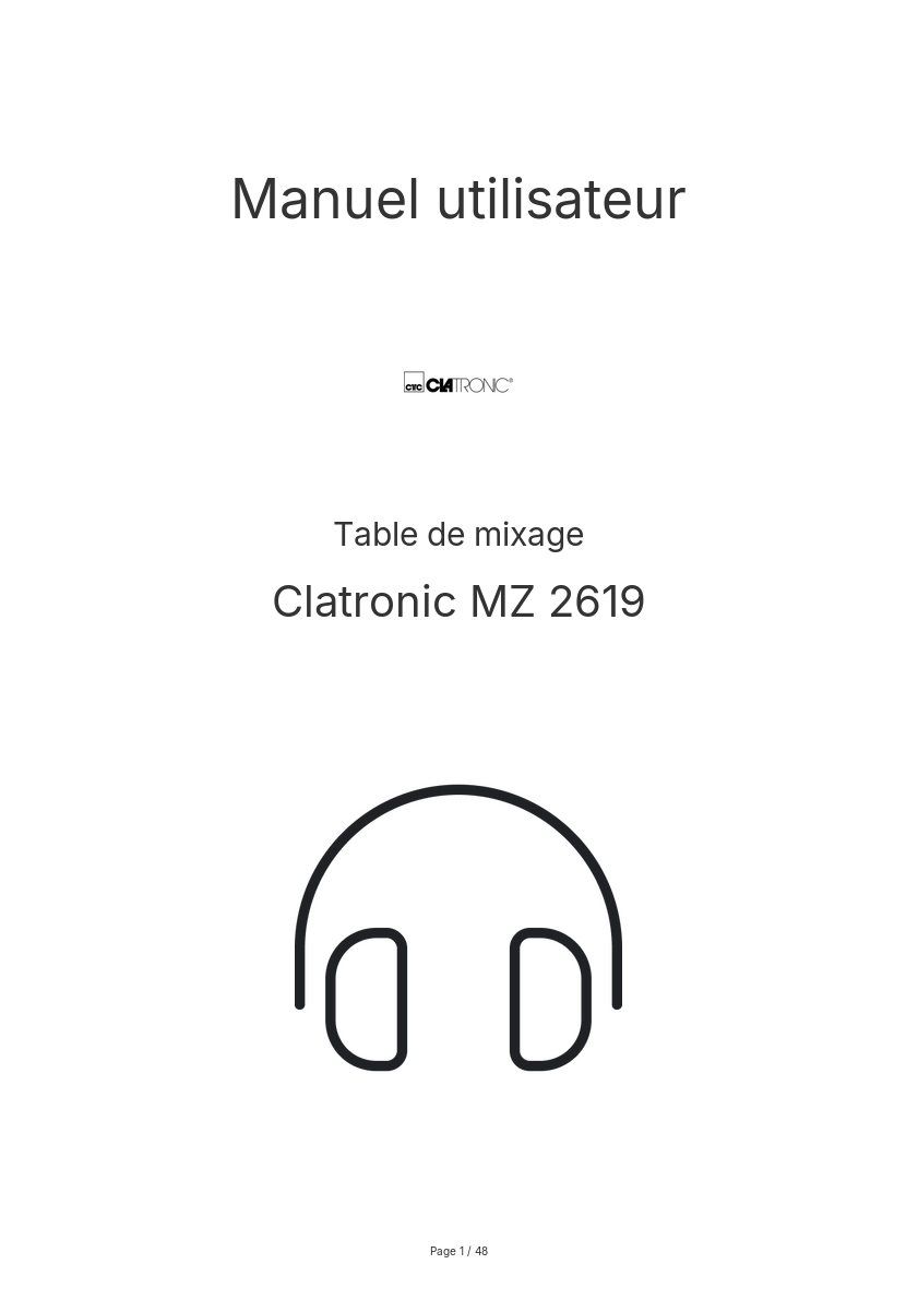 Page n°1 - Manuel utilisateur Clatronic MZ 2619