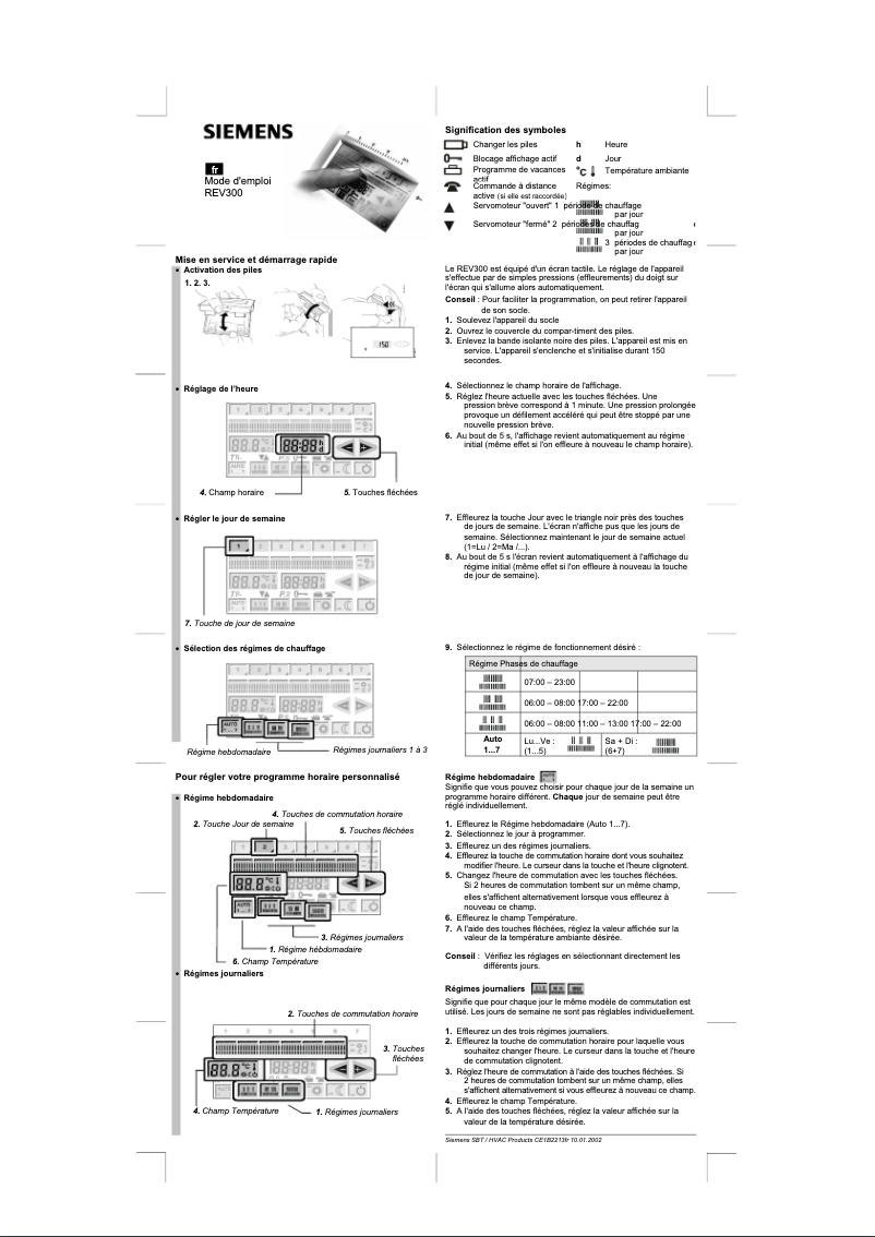 Page n°1 - Manuel utilisateur Siemens REV300