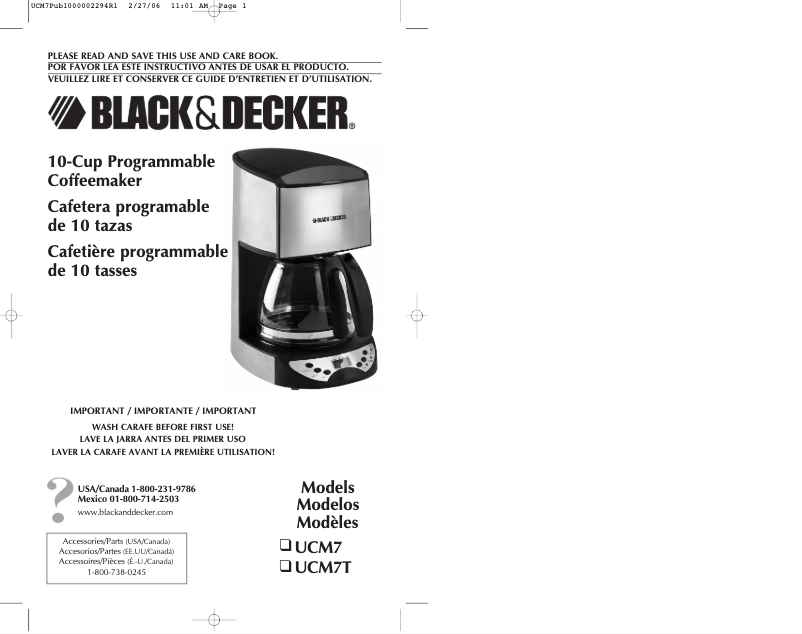 Page n°1 - Manuel utilisateur Black & Decker UCM7