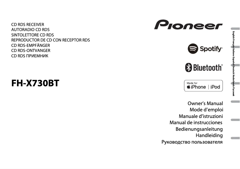 Image de la première page du manuel de l'appareil FH-X730BT