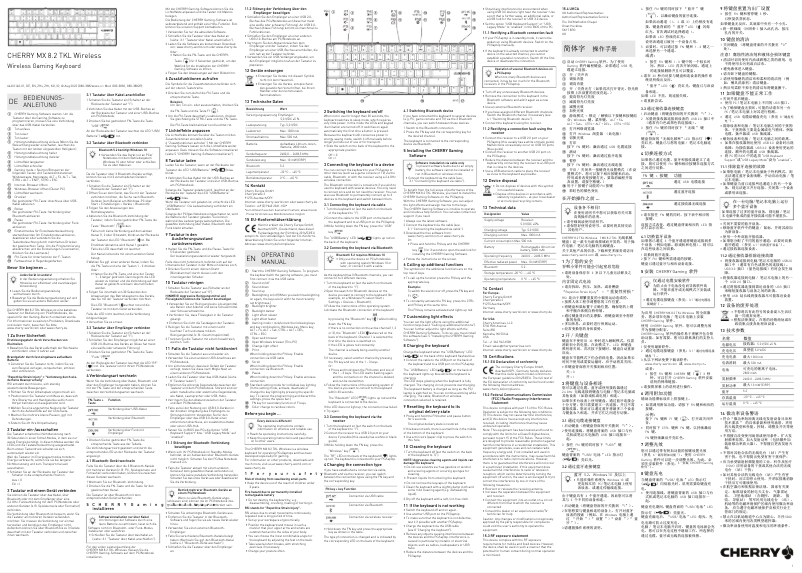 Page 1 de la notice Manuel utilisateur Cherry MX 8.2 TKL