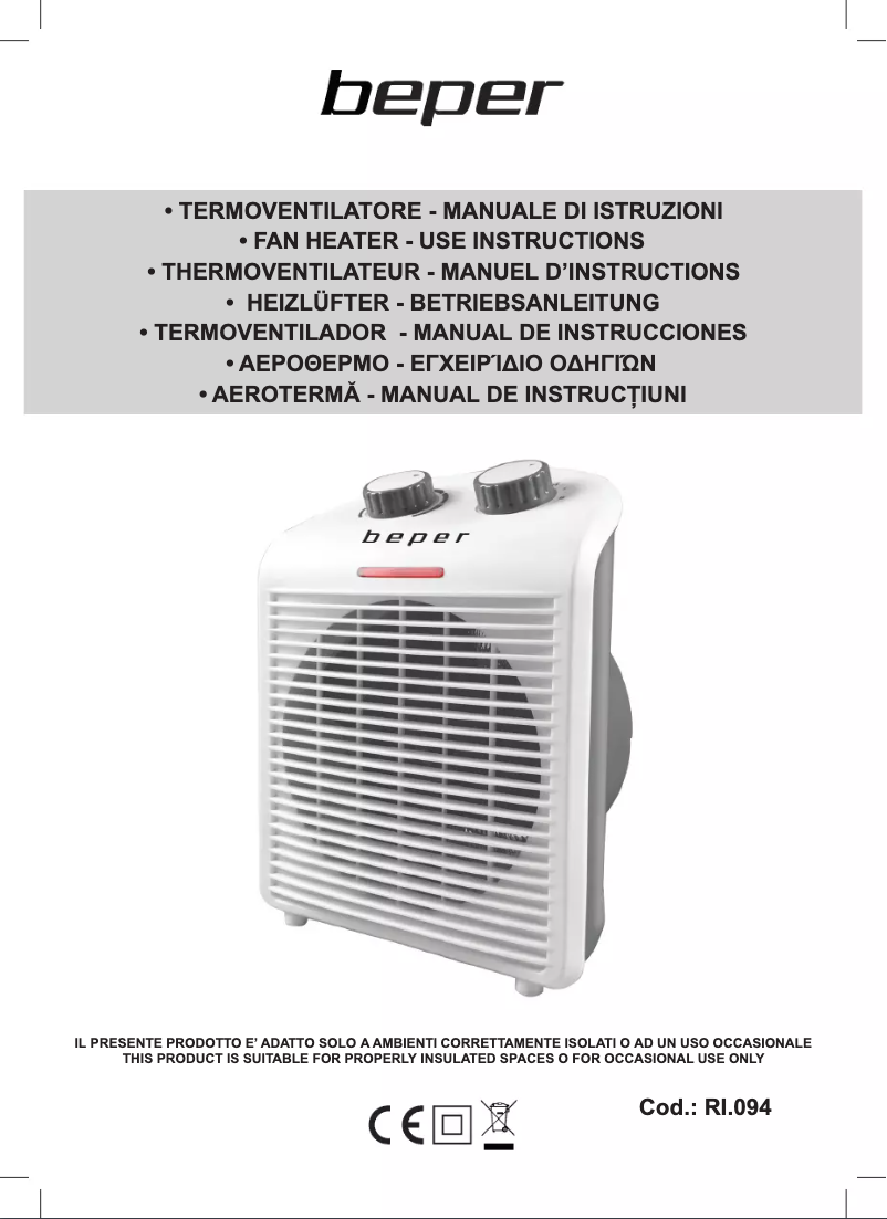 Page n°1 - Manuel utilisateur Beper RI.094