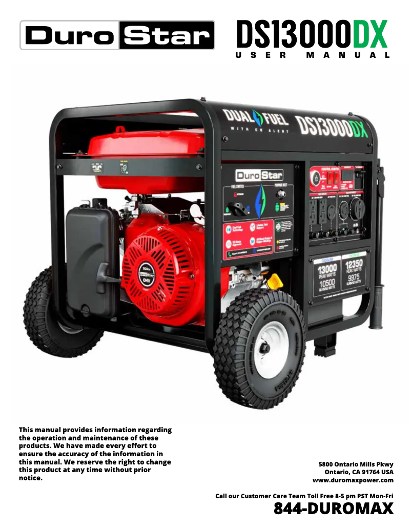 Page 1 de la notice Manuel utilisateur DuroStar DS13000DX