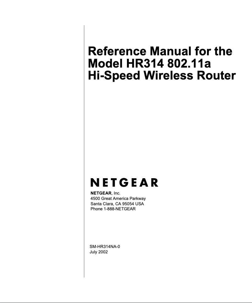 Page 1 de la notice Manuel utilisateur Netgear HR314