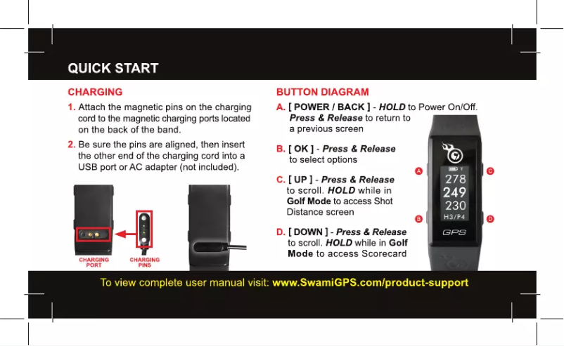 Page n°1 - Guide de démarrage rapide Izzo Golf Swami Band