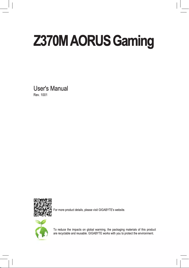 Page n°1 - Manuel utilisateur Gigabyte Z370M AORUS Gaming