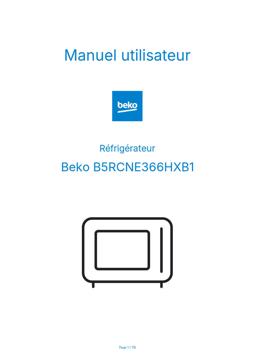 Image de la première page du manuel de l'appareil B5RCNE366HXB1