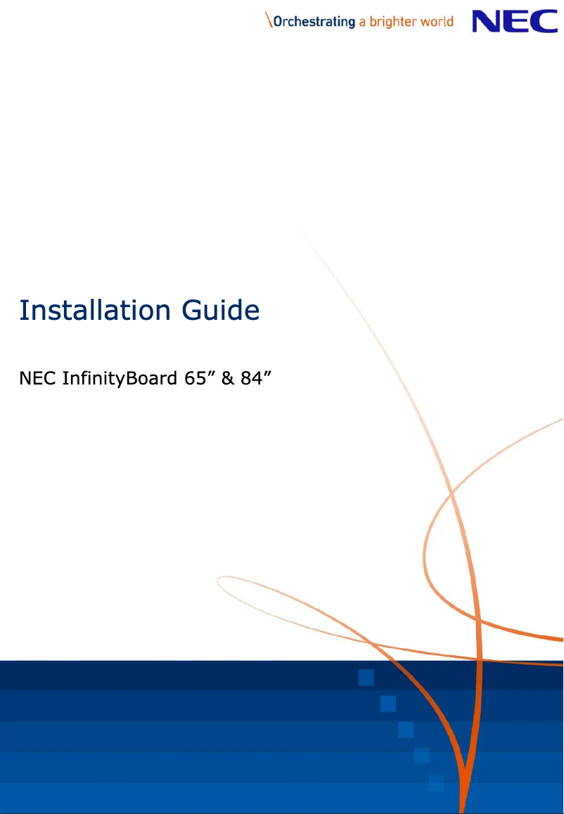 Page 1 de la notice Guide d'installation NEC InfinityBoard 84″