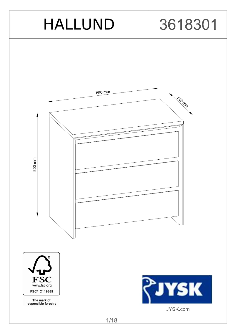 Image de la première page du manuel de l'appareil Hallund (85x80x50)