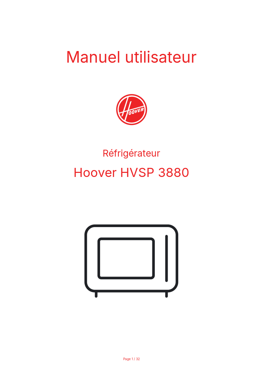 Image de la première page du manuel de l'appareil HVSP 3880