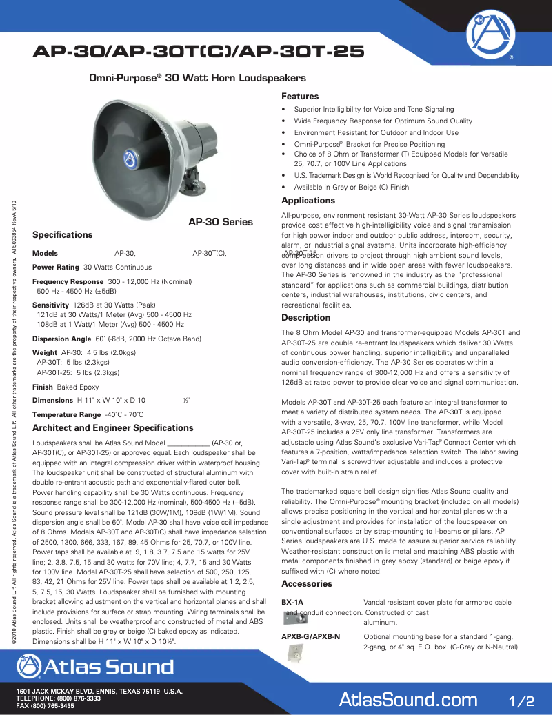 Image de la première page du manuel de l'appareil AP-30