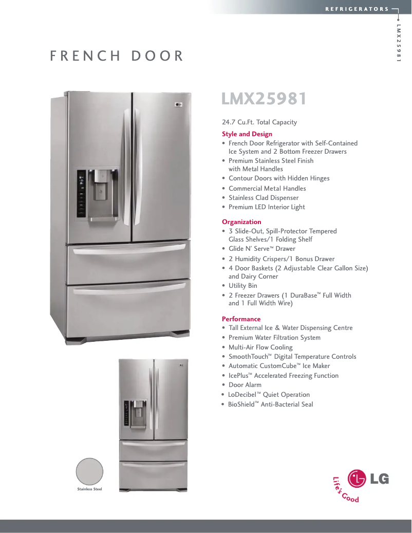 Página 1 del manual Ficha técnica LG LMX25981ST