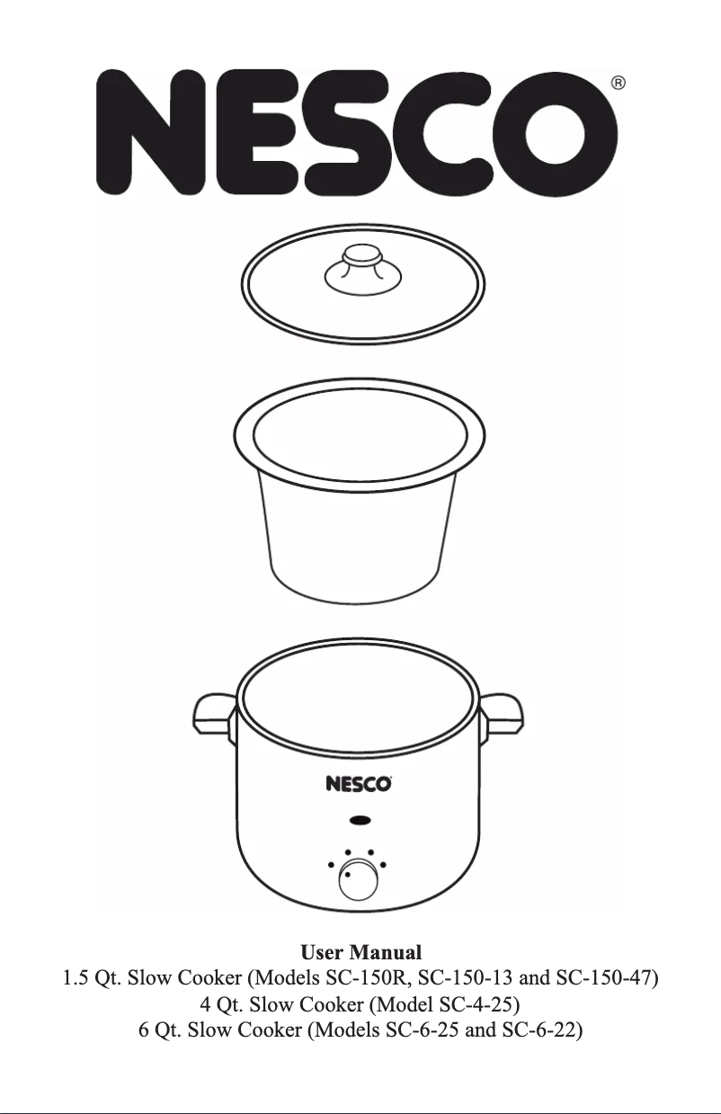 Page n°1 - Manuel utilisateur Nesco SC-6-25