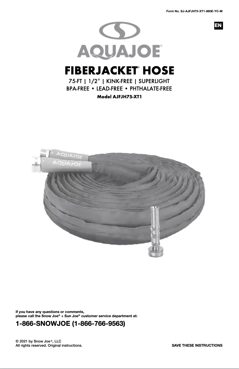 Página 1 del manual Manual de usuario Aqua Joe AJFJH75-XT1