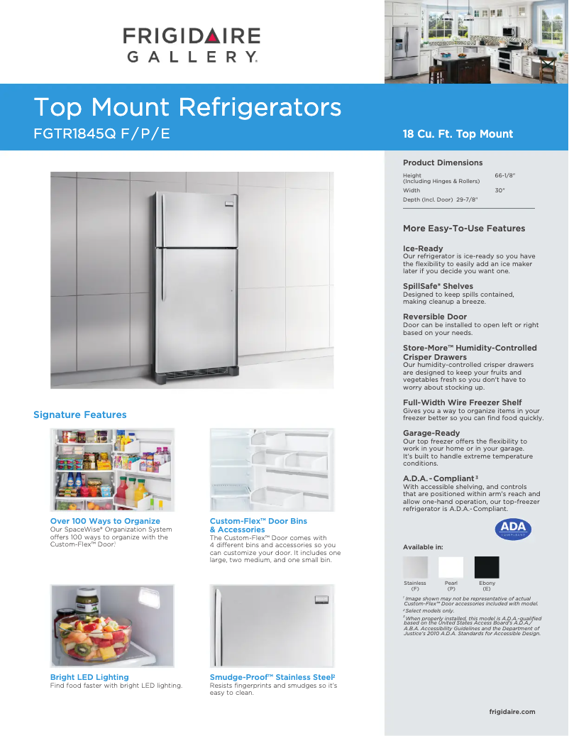 Page 1 de la notice Fiche technique Frigidaire FGTR1845Q