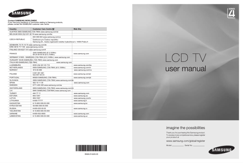 Page n°1 - Manuel utilisateur Samsung LE22A457C1D