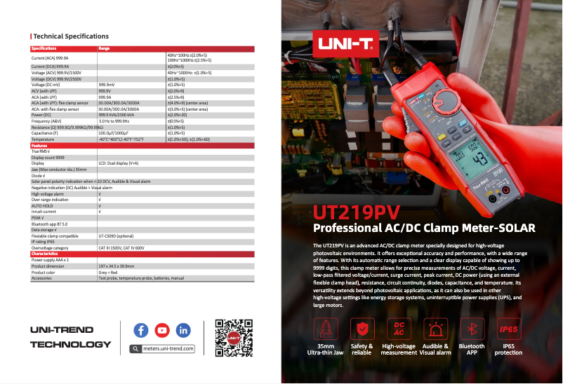 Image de la première page du manuel de l'appareil UT219PV