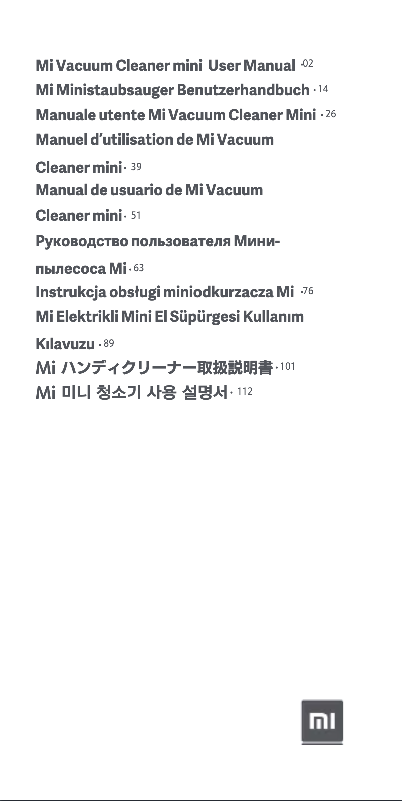 Page 1 de la notice Manuel utilisateur Xiaomi Mi Vacuum Cleaner mini
