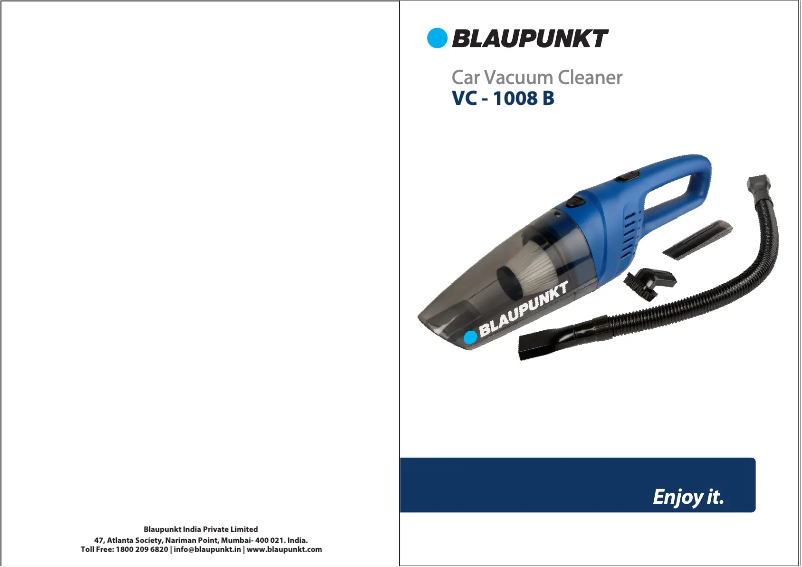 Page n°1 - Manuel utilisateur Blaupunkt VC – 1008 B