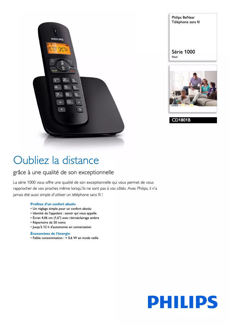 Page n°1 - Fiche technique Philips BeNear CD1801B