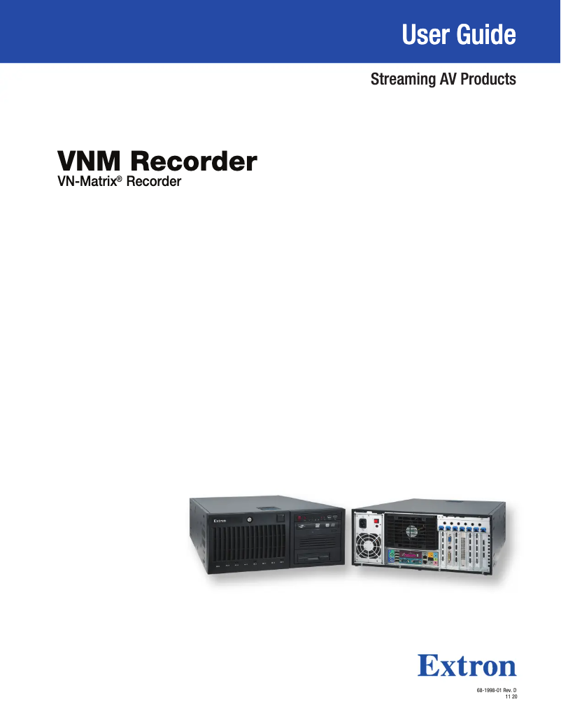 Page n°1 - Manuel utilisateur Extron VNM Recorder