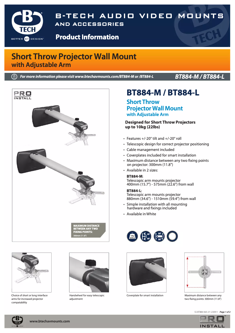 Page n°1 - Manuel utilisateur B-Tech BT884-M