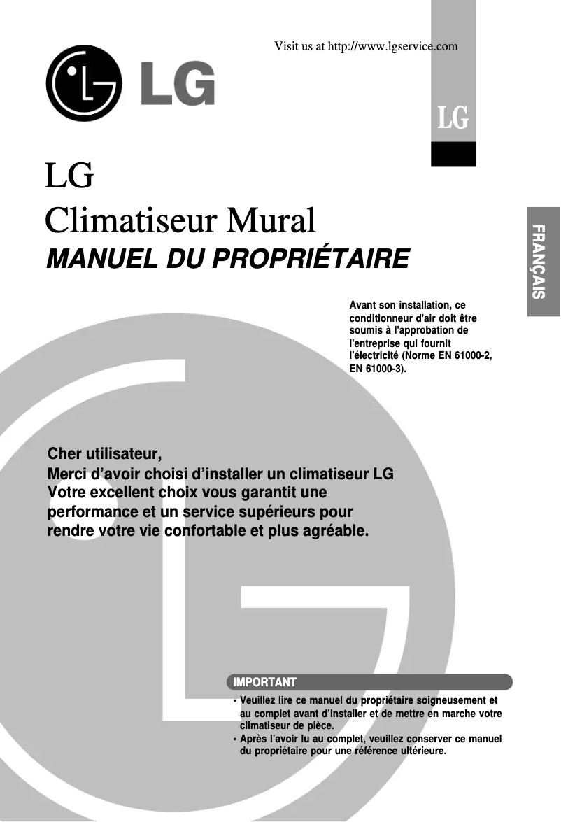 Page 1 de la notice Manuel utilisateur LG LSNH126UDM5