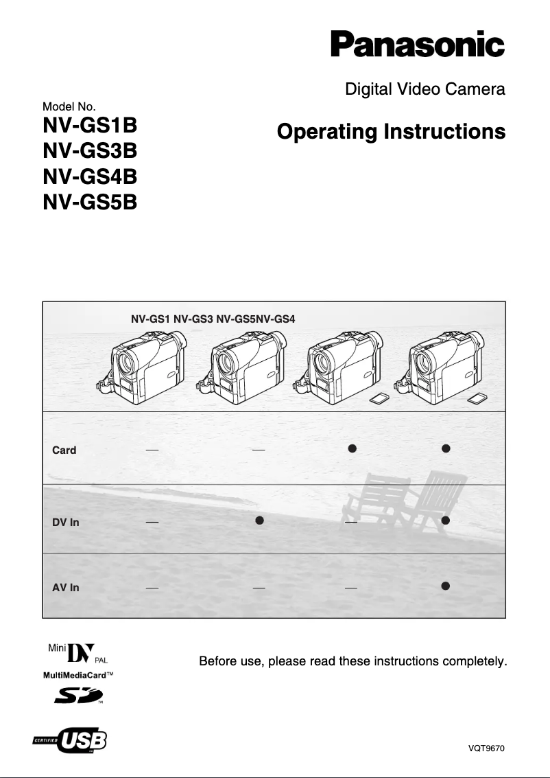 Image de la première page du manuel de l'appareil NV-GS4B