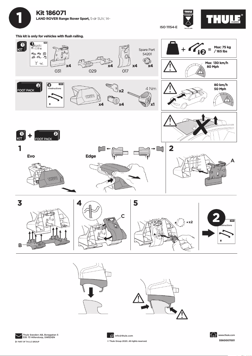 Page 1 de la notice Manuel utilisateur Thule Kit 186071
