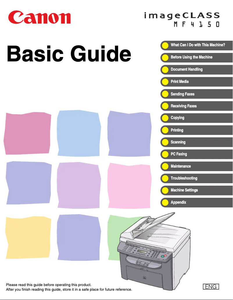Page 1 de la notice Manuel utilisateur Canon imageCLASS MF4150