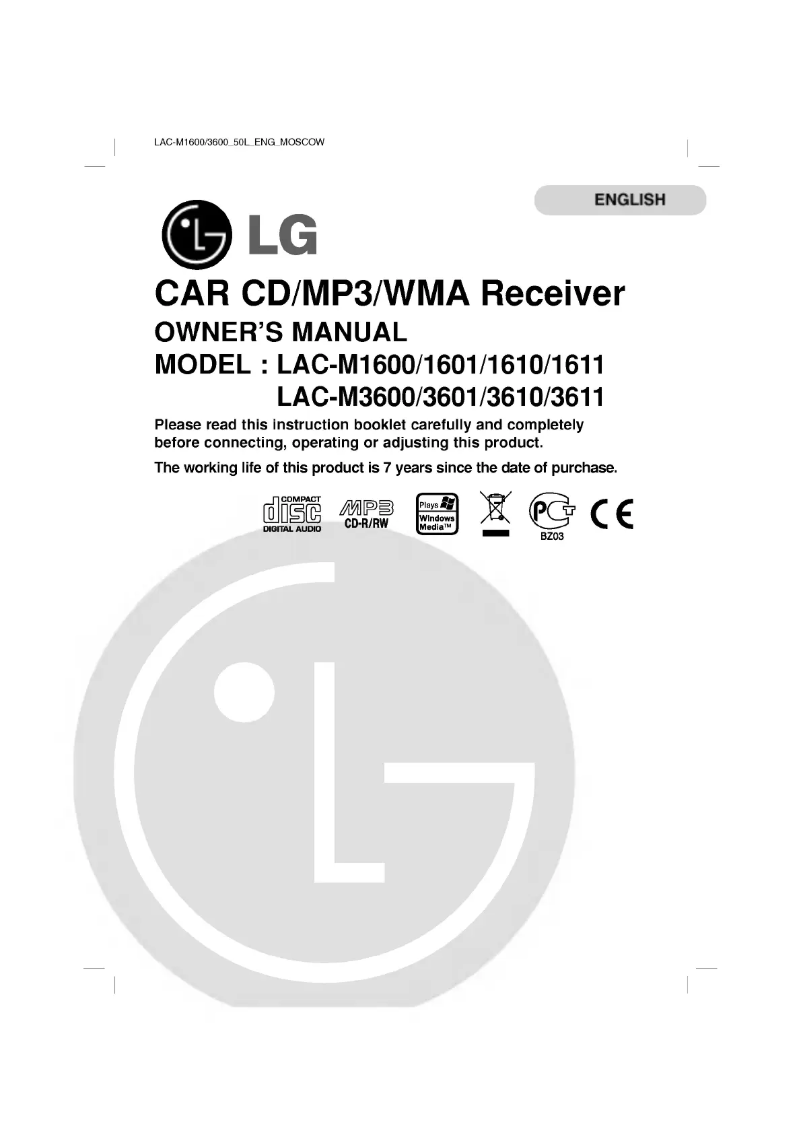 Page 1 de la notice Manuel utilisateur LG LAC-M3611