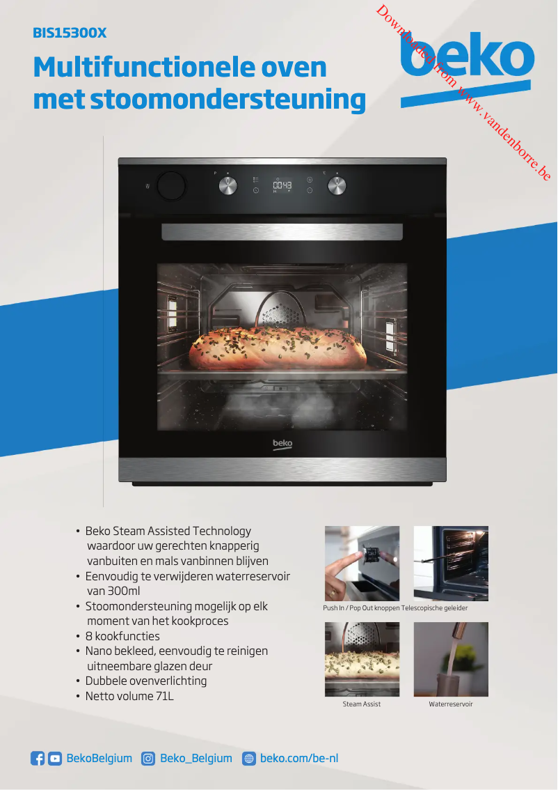 Page 1 de la notice Fiche technique Beko BIS15300X