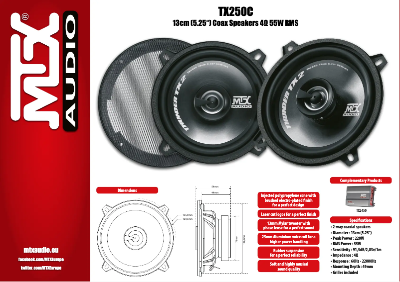 Page 1 de la notice Manuel utilisateur MTX Audio TX250C