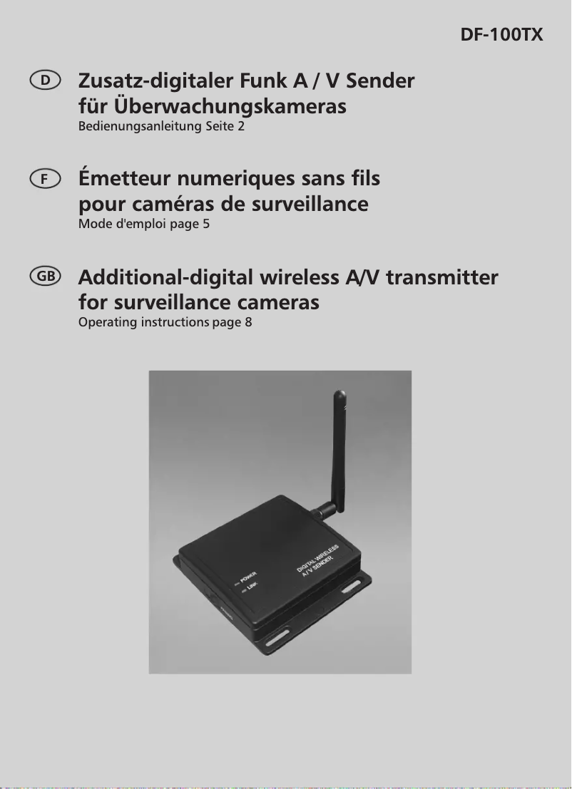 Page 1 de la notice Manuel utilisateur Indexa DF-100TX