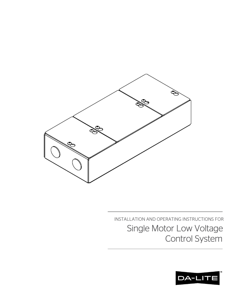 Page n°1 - Manuel utilisateur Da-Lite Single Motor Low Voltage Control System