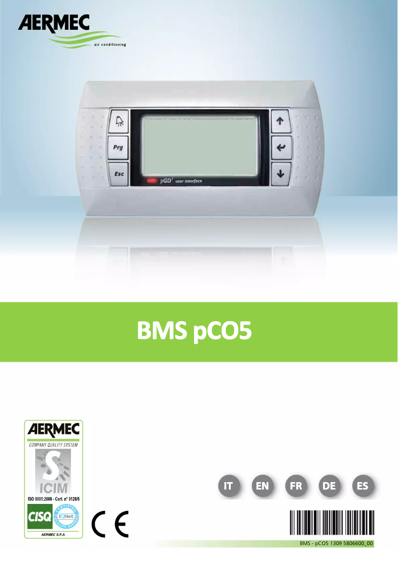 Página 1 del manual Manual de usuario Aermec BMS PCO5